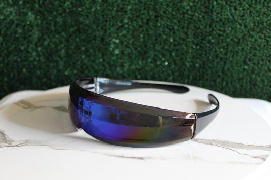 Black iridescent Lens futuristic sunglasses